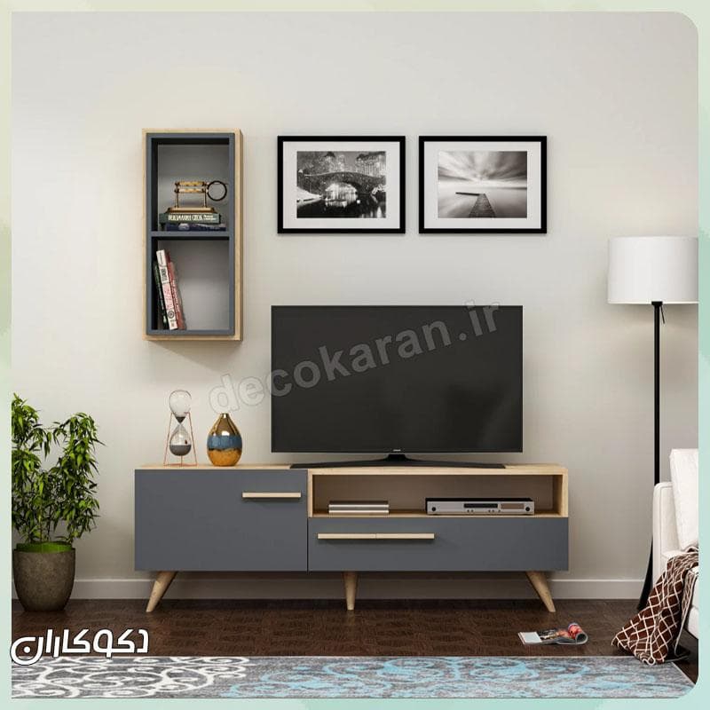 میز تلویزیون بهمراه شلف دیواری دکوکاران مدل MV124