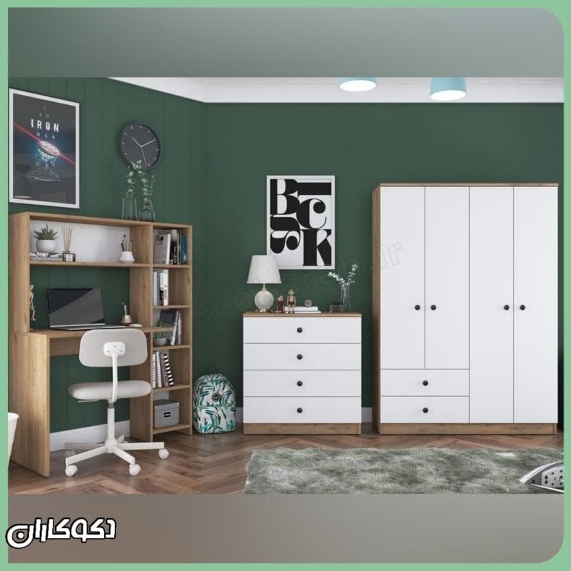 ست میز تحریر و کمد لباس و درآور دکوکاران مدل MTL105