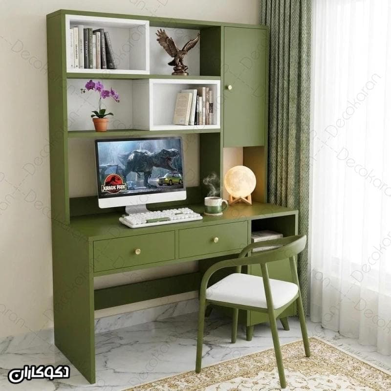 میز تحریر کتابخانه دار پایه چوبی مدل MTK134 دکوکاران
