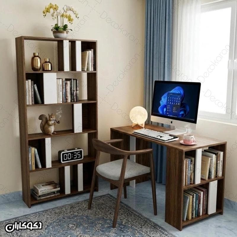ست میز تحریر و کتابخانه شلف باز مدل MTK139 دکوکاران