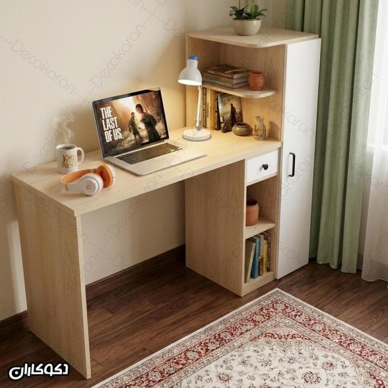میز تحریر و کتابخانه چرخدار (کمد مخفی) مدل MTK144 دکوکاران