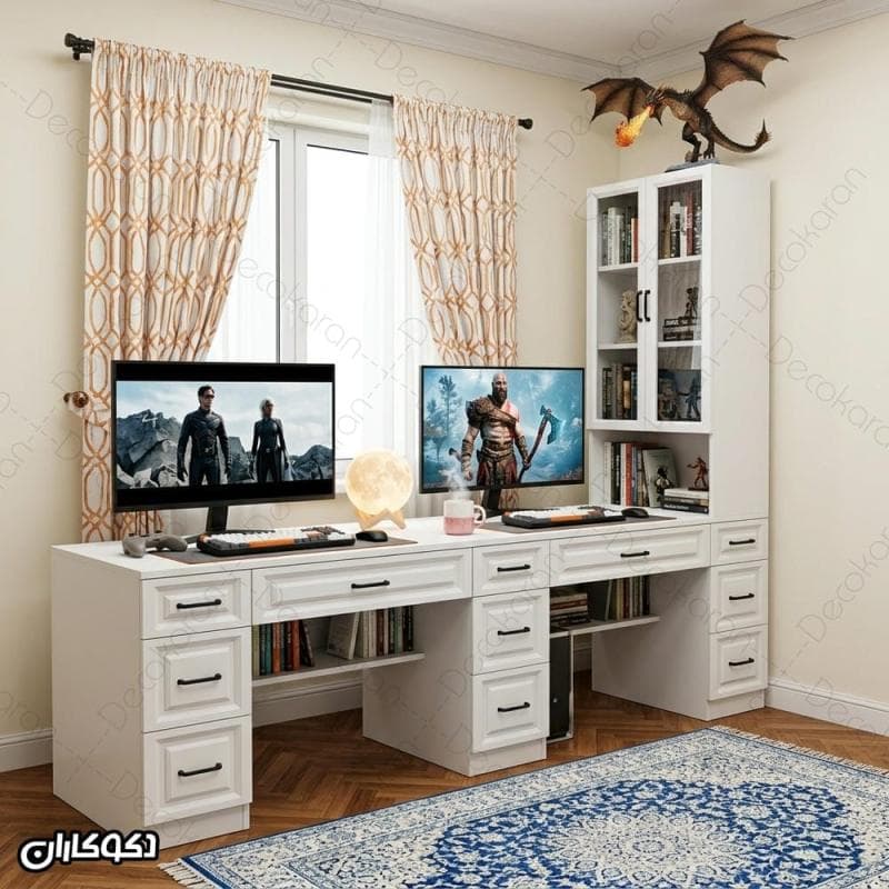 میز تحریر دو نفره کتابخانه دار مدل MTK123 دکوکاران