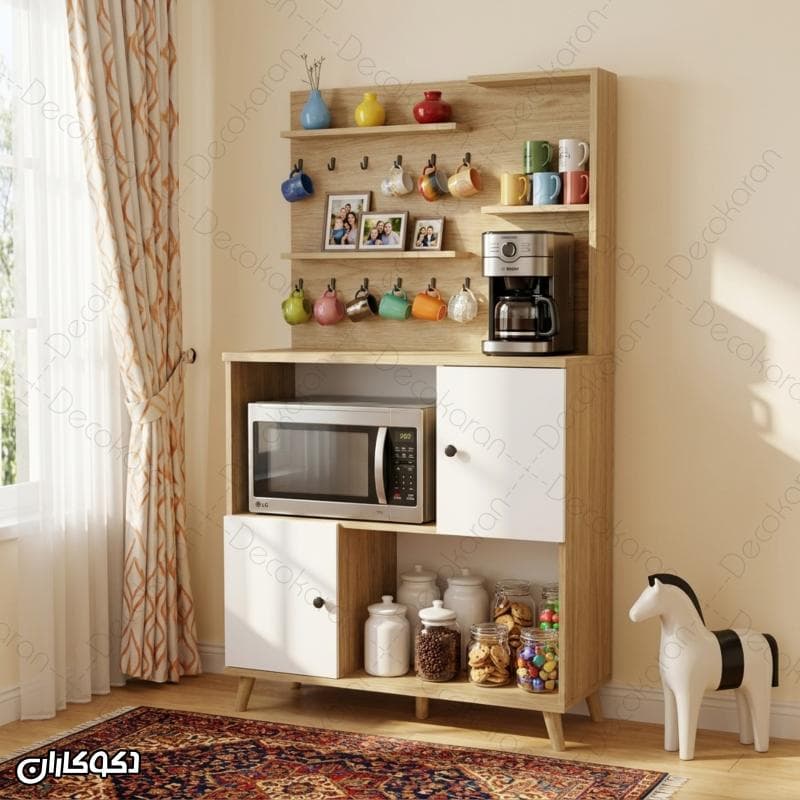 کافی بار MDF مدل KF111 دربدار و شلفدار دکوکاران