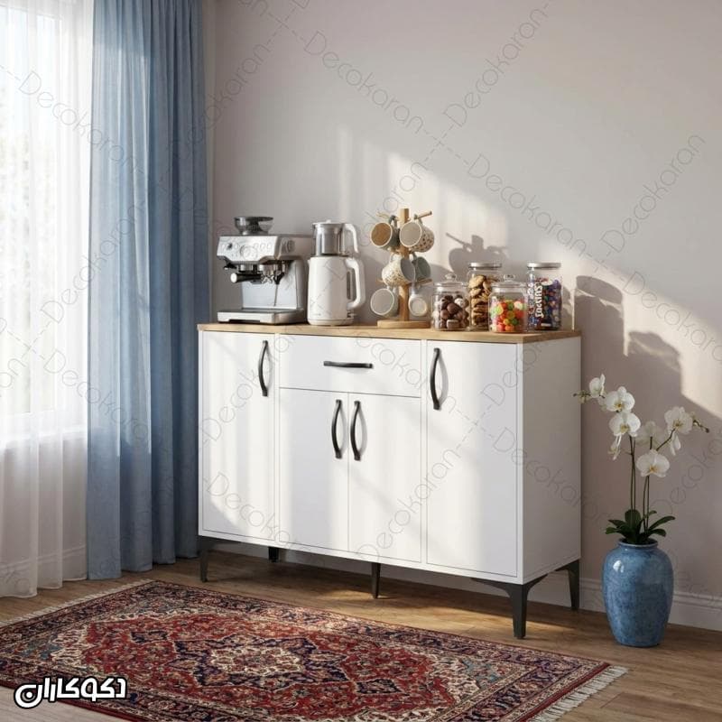 کافی بار MDF مدل KF113 کشودار و سه کمده دکوکاران