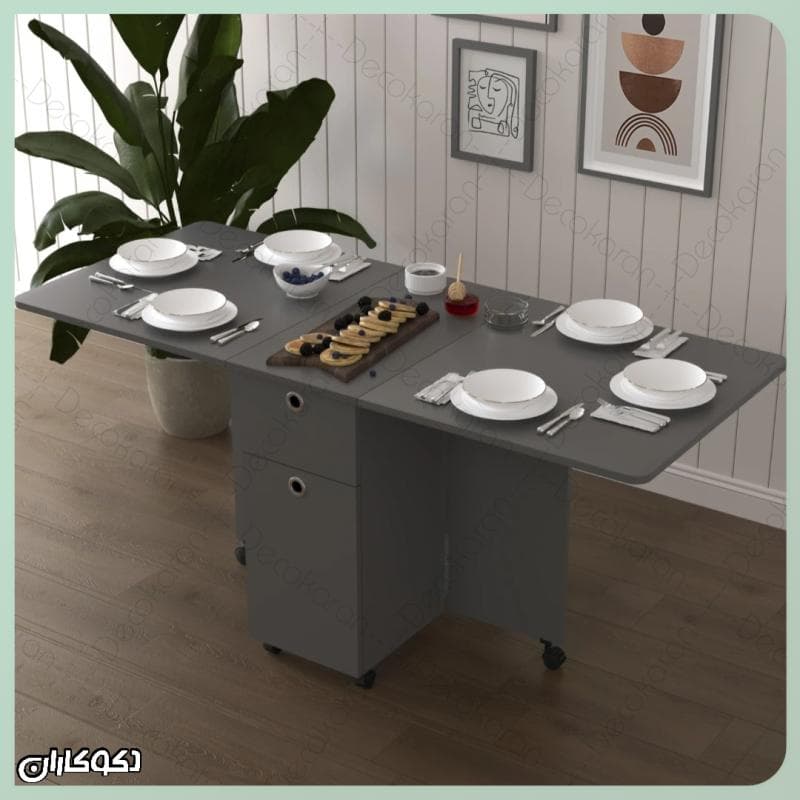 میز ناهارخوری تاشو چرخدار دکوکاران مدل MN108