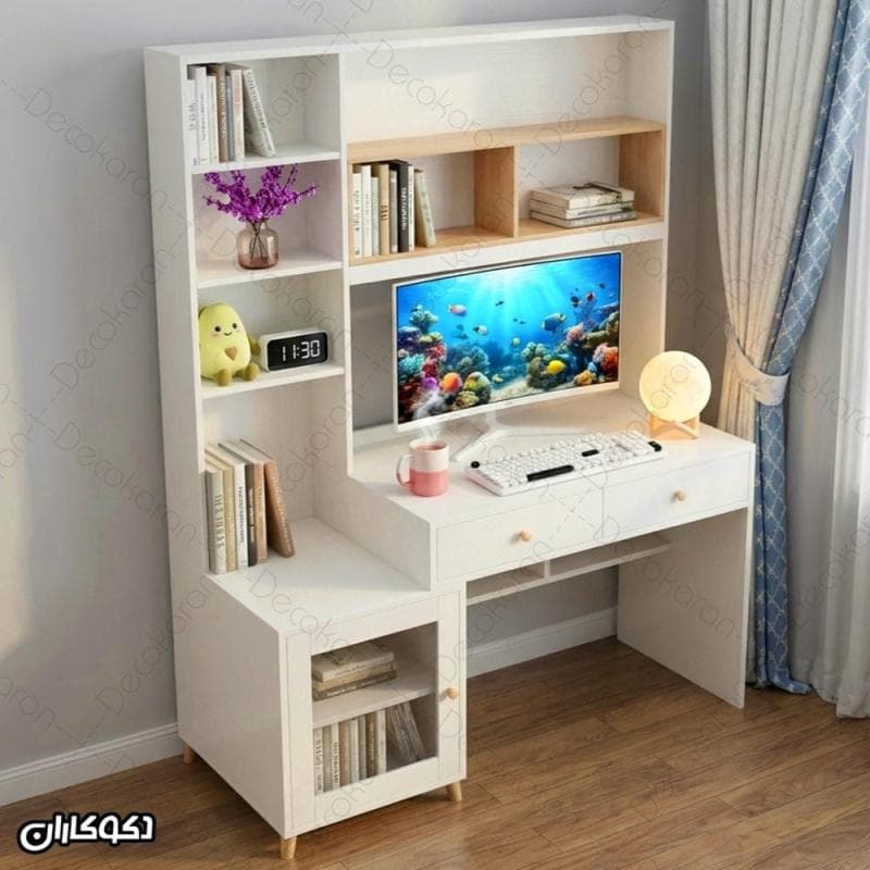 میز تحریر کتابخانه دار و ویتریندار مدل MTK111 دکوکاران