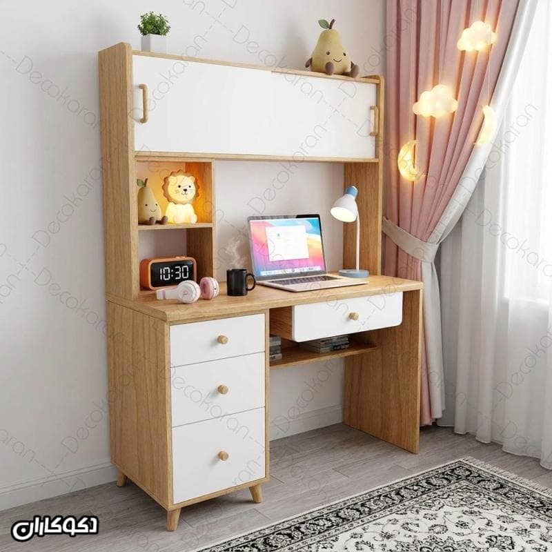 میز تحریر کتابخانه دار با کمد ریلی مدل MTK112 دکوکاران